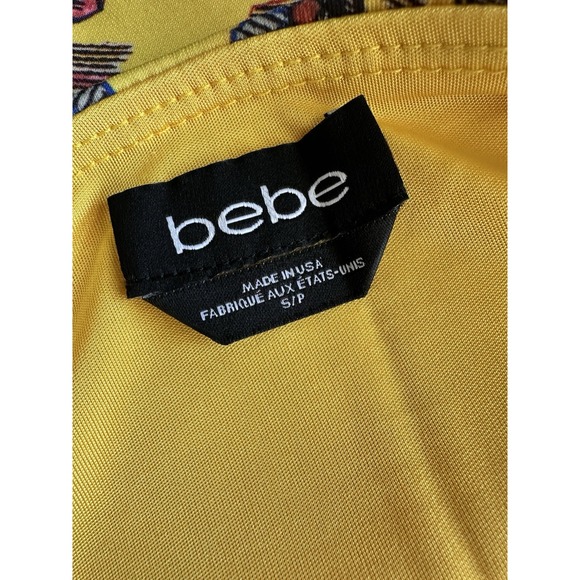 Bebe Yellow Paisley Skirt Womens Size S Stretch Pull On Vibrant Colorful Mini - Picture 5 of 8